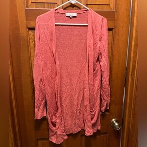 LOFT Coral Open Front Cardigan